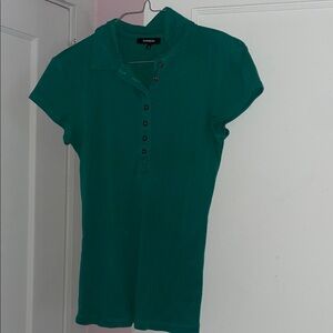 Express Teal Short Sleeve Button-Down Shirt